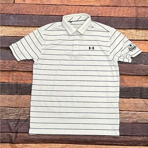 Under Armour Baltustrol 2016 Men's White Striped Polo Shirt Golf Golfer